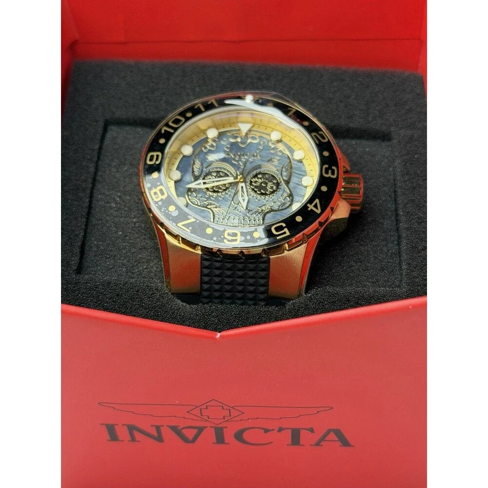 Invicta Aviator Dia De Los Muertos Mens Watch 50mm Mother of Pearl Dial 36856